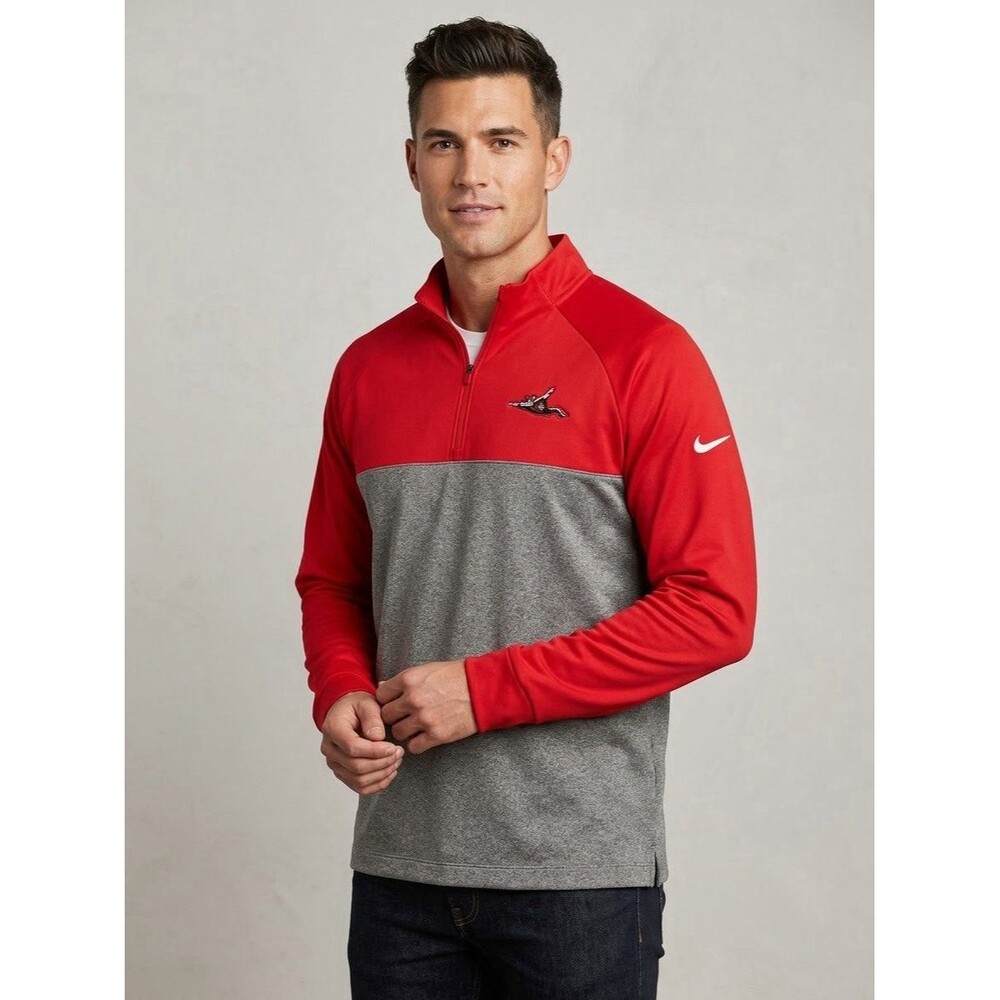 Nike Golf Mens XL Richmond Flying Squirrels 1/4 Zip Pullover Jacket Red Gray